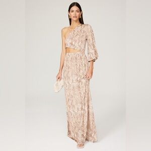 L’AGENCE Fontana Snake Print One Shoulder Asymmetrical Cut Out Maxi Dress NWT S